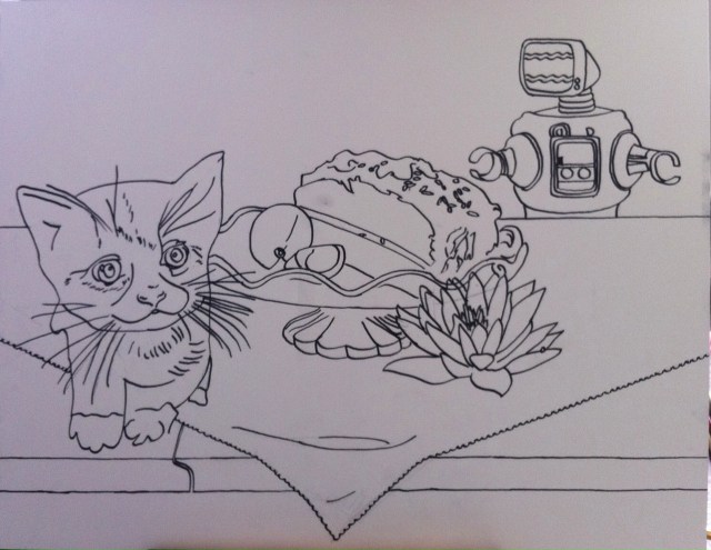 Robot Finds Kitten - Initial Drawing